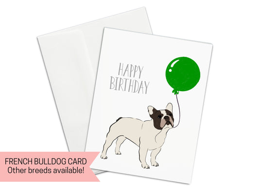 French Bulldog Happy Birthday Card, Frenchie