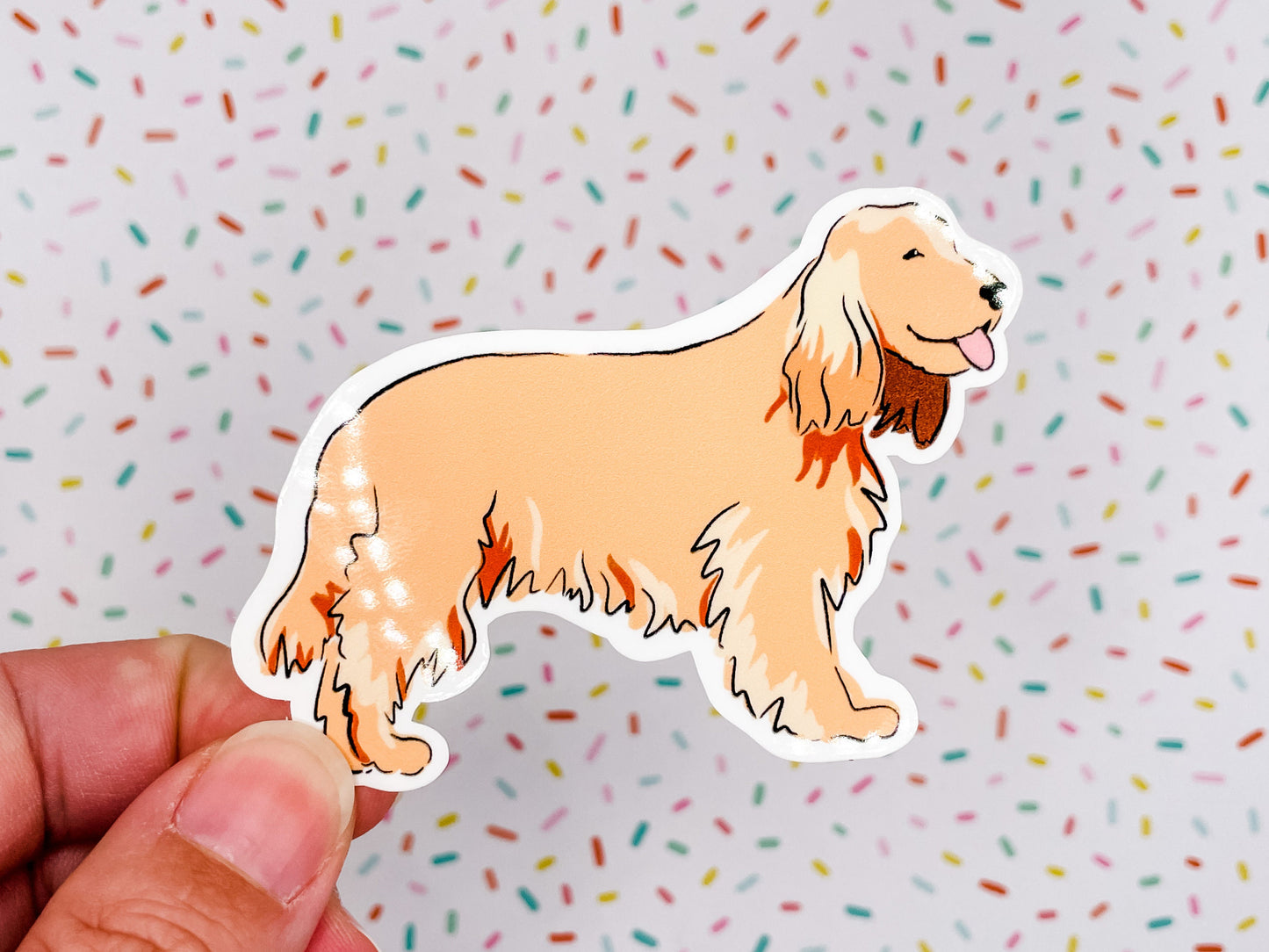 Cocker Spaniel Illustration Vinyl Sticker 3 inches,