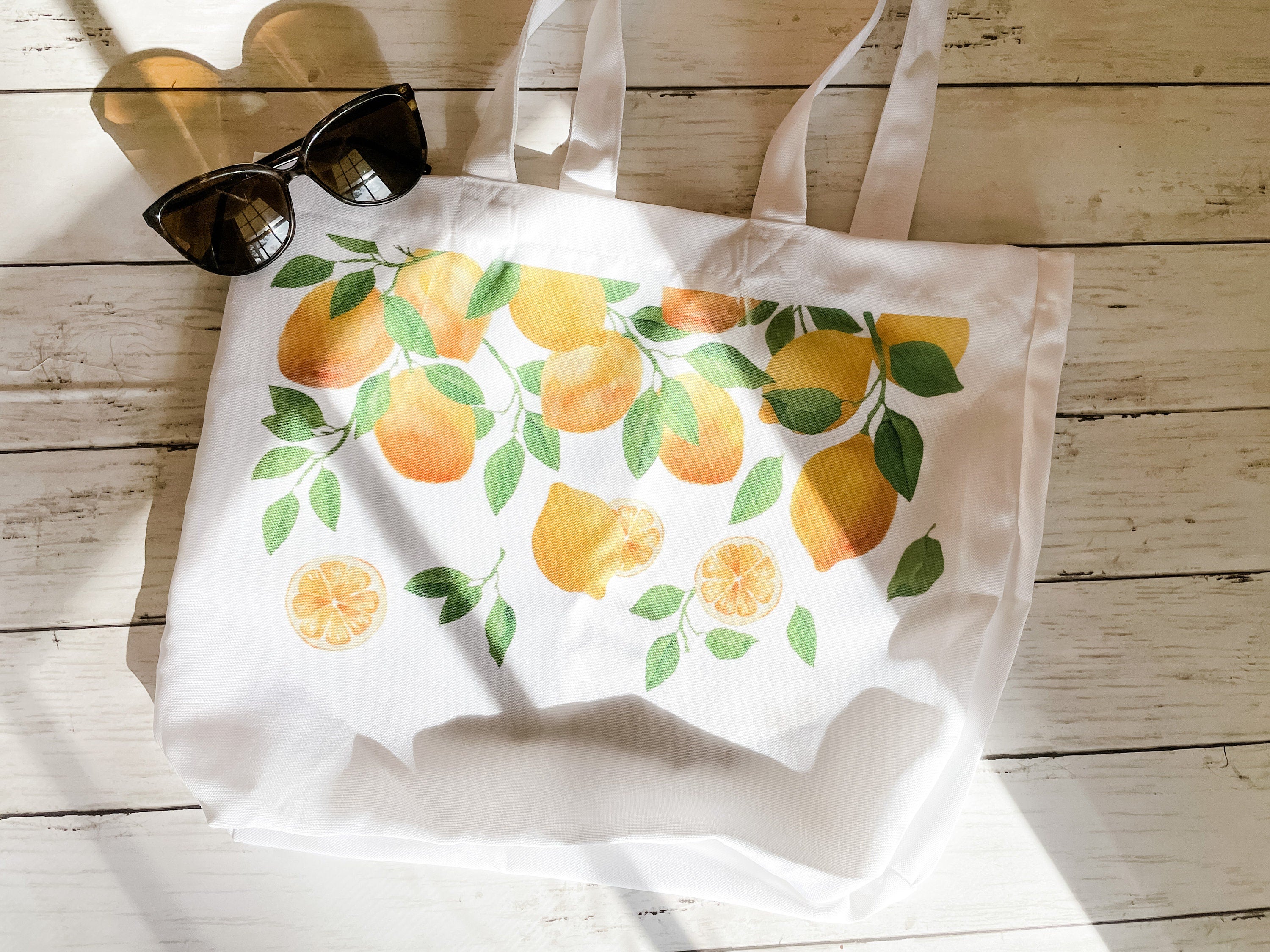 Lemon Print Tote Bag Reusable Market Tote Shopping Bag Lemons Watercolor Citrus Print Sustainable Shoulder Bag Washable