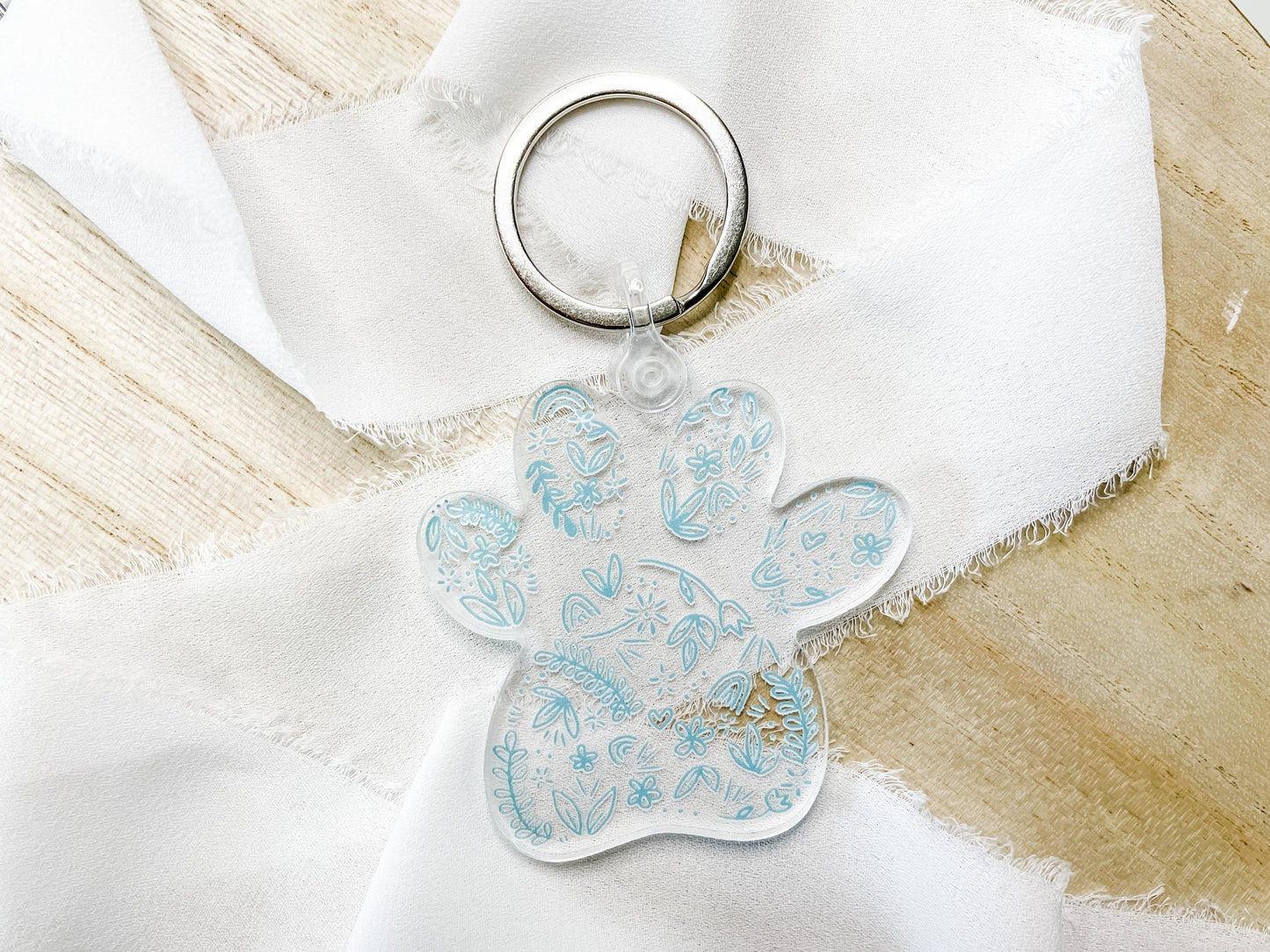 Doodle Paw Print Acrylic Keychains