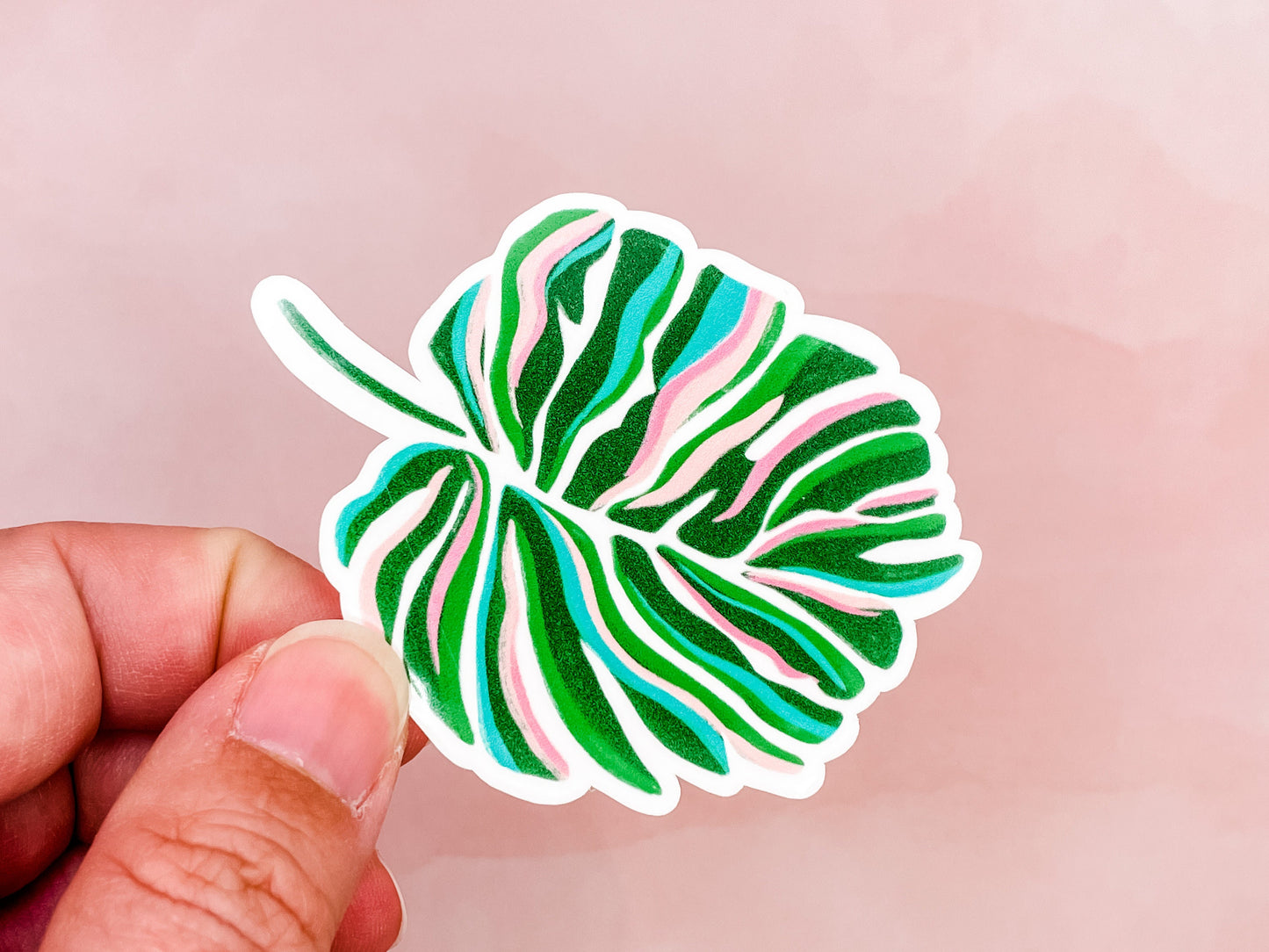 Tropical Leaf Vinyl Sticker 3 inches, Plant Lover, Tropical Plant, Colorful, Plant Mom, Plant Dad, Summer, laptop water bottle