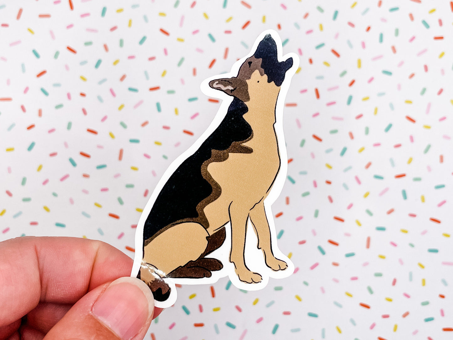 German Shepherd Illustration Vinyl Sticker 3.25 inches