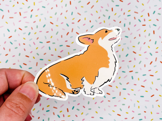 Corgi Illustration Vinyl Sticker 3 inches