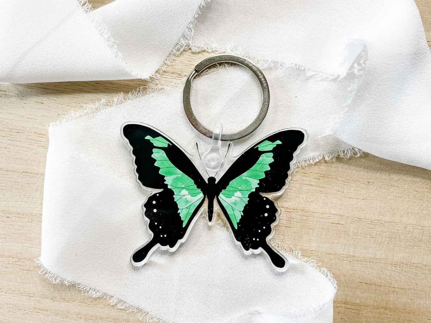 Green Butterfly Acrylic Keychains