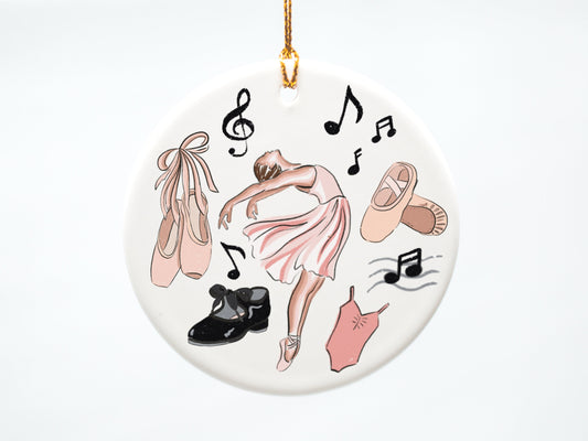 Dance Ballet Tap 3 inch Ceramic Ornament, Hand Drawn, Dancer, Christmas Ornament, Stocking Stuffer, Gift for Dancer, Dance Teacher Ballerina